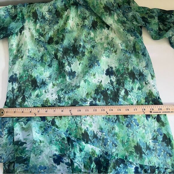 Tuckernuck Water Lilies Sasha Dress Midi Green Ruffles Lined Floral Size Medium - Picture 9 of 12